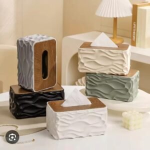 Elegant Wave Pattern Tissues Boxs With Wooden Lid - Online in Pakistan