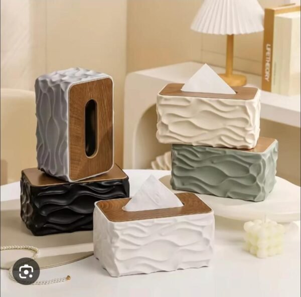 Elegant Wave Pattern Tissues Boxs With Wooden Lid - Online in Pakistan
