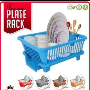 Fancy Plate Rack - 3 in 1 Large Durable Plastic Kitchen Sink Dish Rack - Best Price in Pakistan
