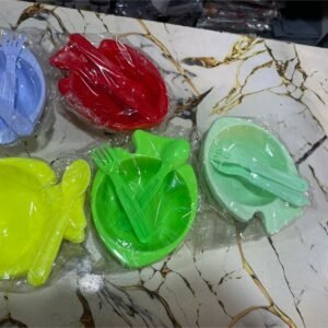 Fish Shape 3 Pcs Bowl Set 1 spoon 1 fork - for Home Use