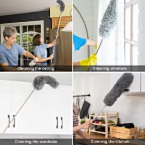 Flexible Microfibre Long Rod Grey Duster - Durable Design