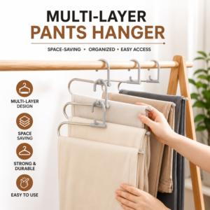 Foldable Metal Pant Hanger Pack of 2 - High Quality