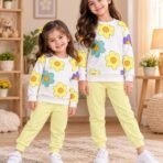Girls Floral and Heart Winter Tracksuit - Sweatshirt and Trouser