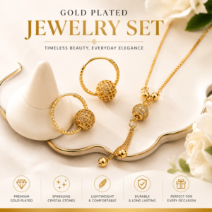 Girls necklacs earring set ZIRCON LOCKET SETGOLD PLATED - with Cash on Delivery