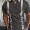 Grey Striped Zipper Polo For Men & Boys - Online in Pakistan