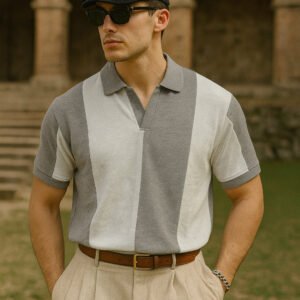 Grey White Panel Polo T-shirt For Men & Boys - Online in Pakistan