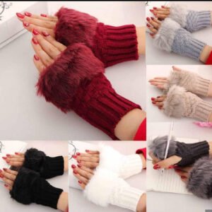 Half Winter Furr Gloves - High Quality
