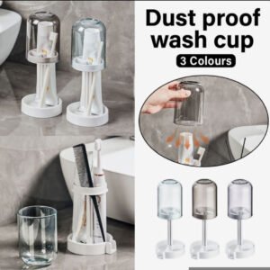 Premium capacity toothbrush holder set with dust cover & drainage space saving bathroom organizer for brushes