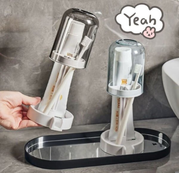 high-capacity-toothbrush-holder-set-with-dust-cover-drainage-space-saving-bathroom-organizer-for-brushes-2