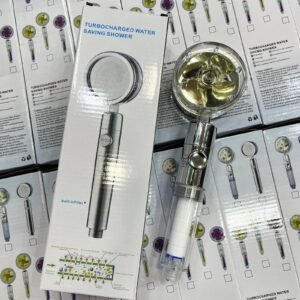Premium Pressure Shower Head Water Saving 360 Degrees Rotating With Compact Fan ABS Rain Spray With Box