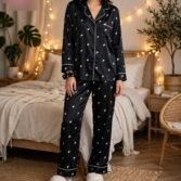 Flower Printed Night Suit 3-Piece with Piping