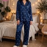 Flower Printed Night Suit 3-Piece with Piping