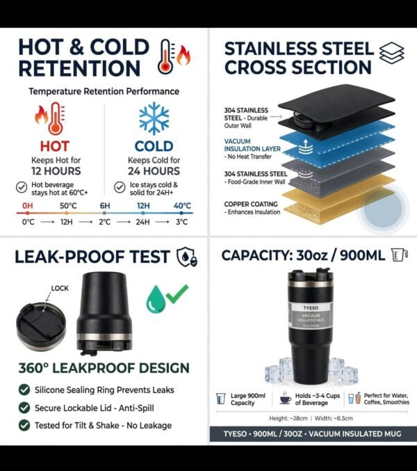 Vacuum tumbler temperature retention and leak-proof test details Vacuum tumbler temperature retention and leak-proof test details