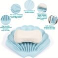 Silicone soap dish product details showing drainage stripes