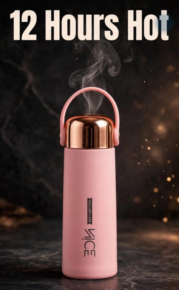 Vacuum bottle poster showing 12 hours hot insulation