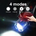 LED headlight showing 4 modes strong weak flash and SOS
