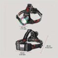 Rechargeable headlight size dimensions and headband details