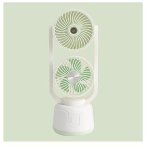 Double head spray mist fan in white with two round heads