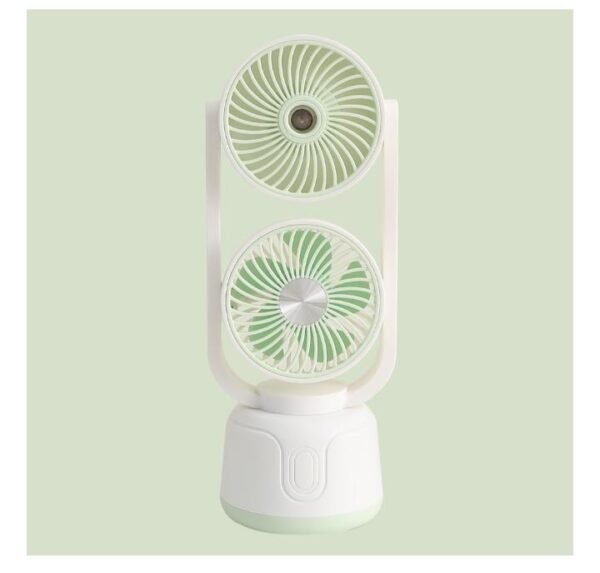 Double head spray mist fan in white with two round heads