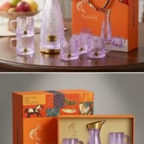 Drinkware gift set box with decanter and four glasses
