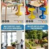 Wobble balance stool poster showing uses for every task
