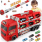Racing Car Hauler Truck Toy Set - 18 Car Capacity Carrier Transporter with Mini Cars - image 2