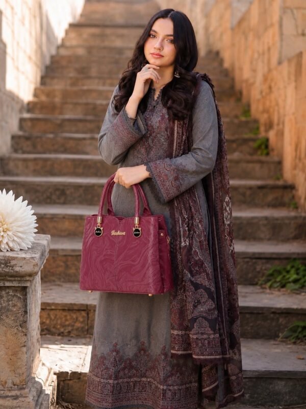 Marble Texture Hand Bag for Women in Maroon - women hand bags in Pakistan at Al-Atabah PK
