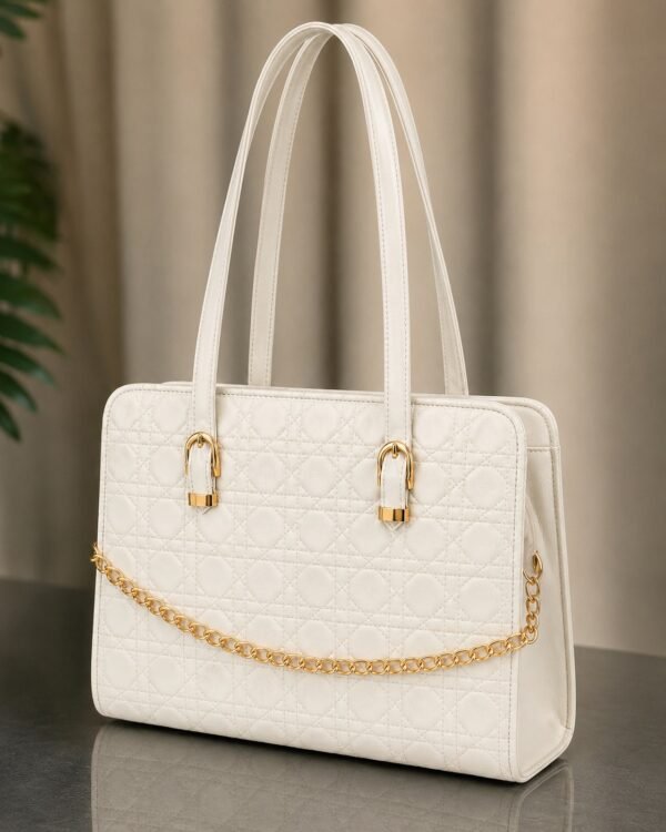 Quilted Chain Tote Bag for Women in Dove Grey - women hand bags in Pakistan at Al-Atabah PK