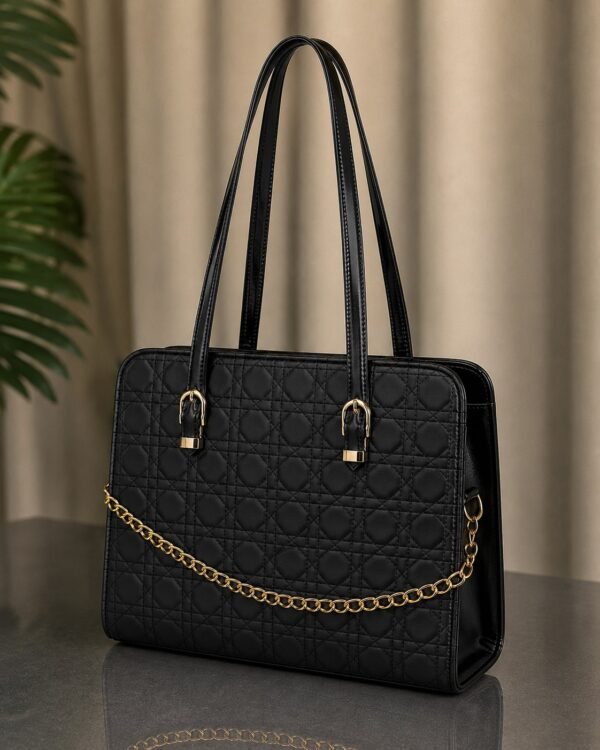 Quilted Chain Tote Bag for Women in Dove Grey - women hand bags in Pakistan at Al-Atabah PK