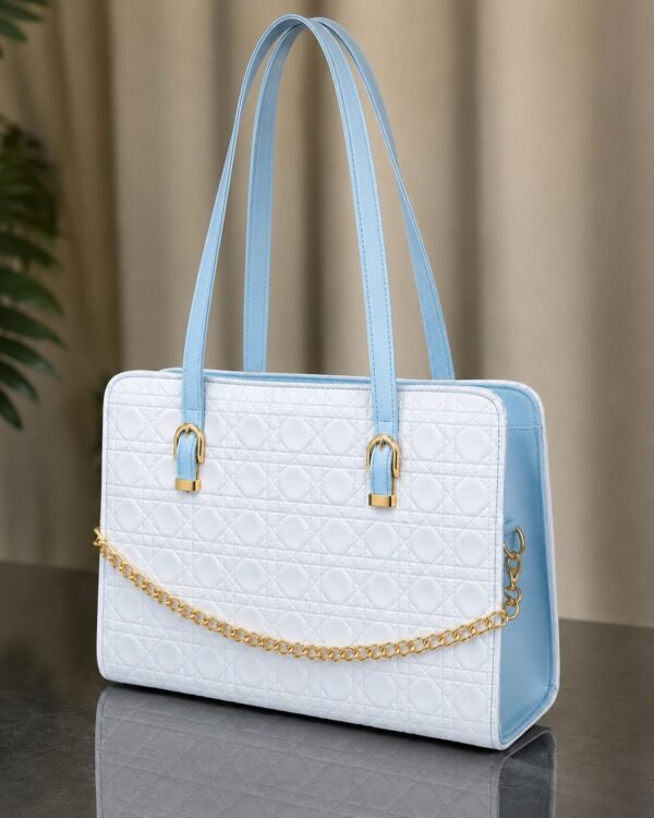 Quilted Chain Tote Bag for Women in Dove Grey - women hand bags in Pakistan at Al-Atabah PK