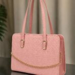 Quilted Chain Tote Bag for Women in Dove Grey - women hand bags in Pakistan at Al-Atabah PK