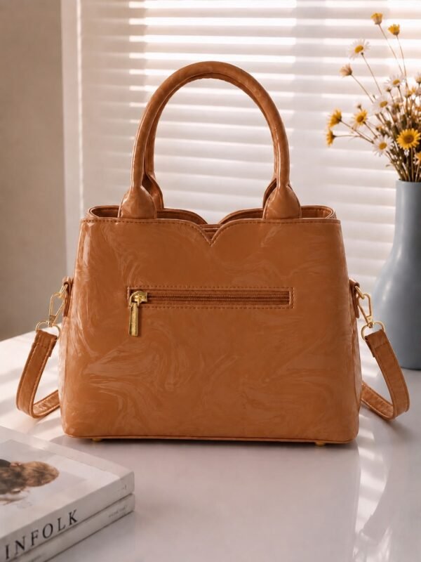 Marble Texture Hand Bag for Women in Camel Brown - women hand bags in Pakistan at Al-Atabah PK