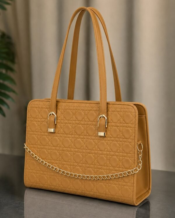 Quilted Chain Tote Bag for Women in Dove Grey - women hand bags in Pakistan at Al-Atabah PK