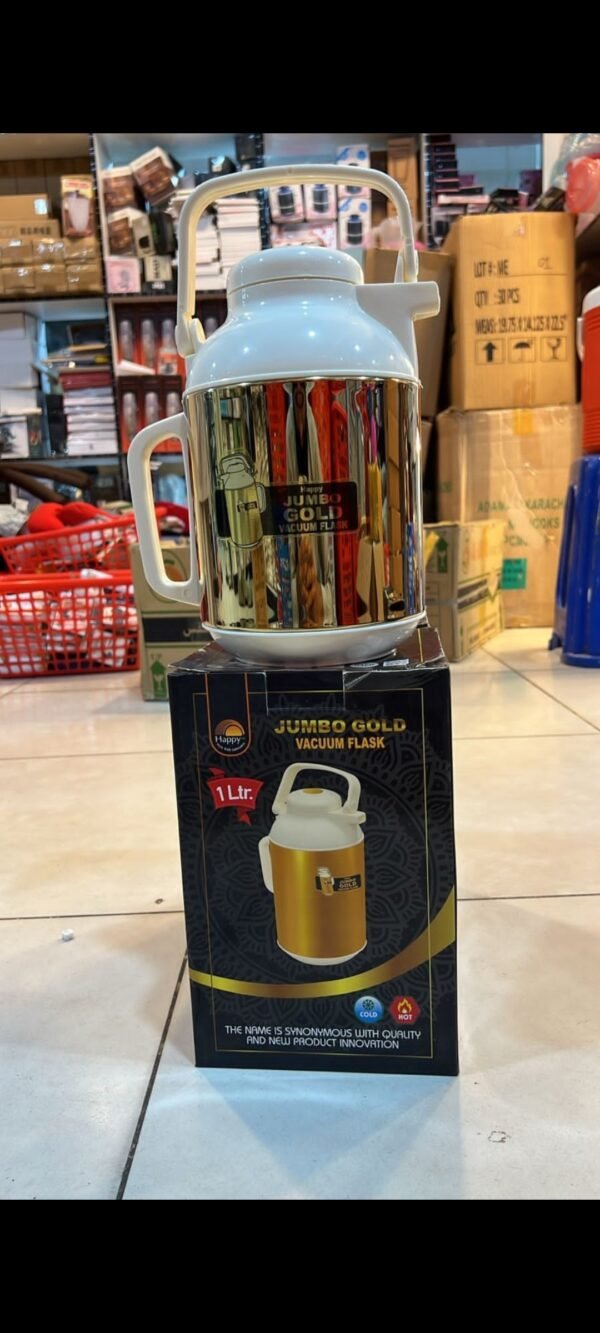 Jumbo gold vacuum flask 1 Ltr - High Quality