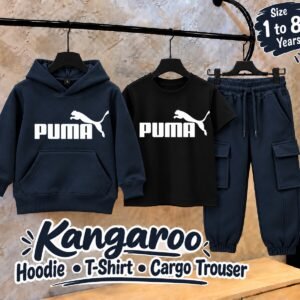 Kids 3-Piece Hoodie, T-Shirt & Cargo Trouser Set – black t-shirt colourway photo 2 Kids 3-Piece Hoodie, T-Shirt & Cargo Trouser Set - black t-shirt colourway photo 2