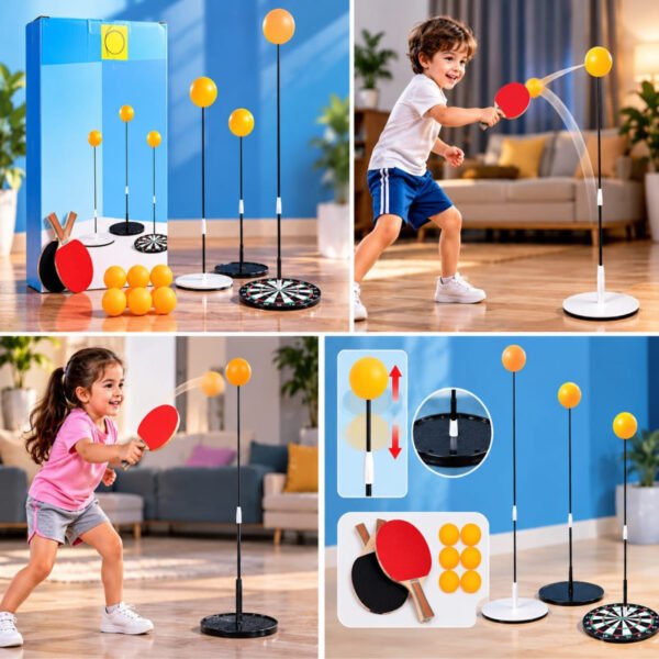 Kids Adjustable Table Tennis Trainer Ping Pong Practice Set with 2 Paddles Balls Bases - Best Price in Pakistan