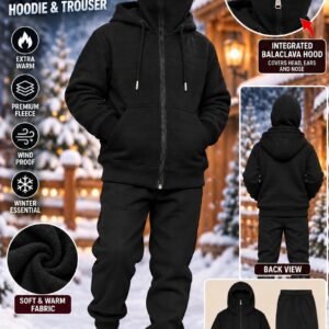 Kids Balaclava Zipper Hoodie & Trouser Set - black colourway photo 1