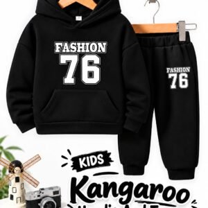 Kids FASHION 76 Kangaroo Hoodie & Trouser Set - black colourway photo 1