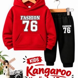 Kids FASHION 76 Kangaroo Hoodie & Trouser Set - red colourway photo 2