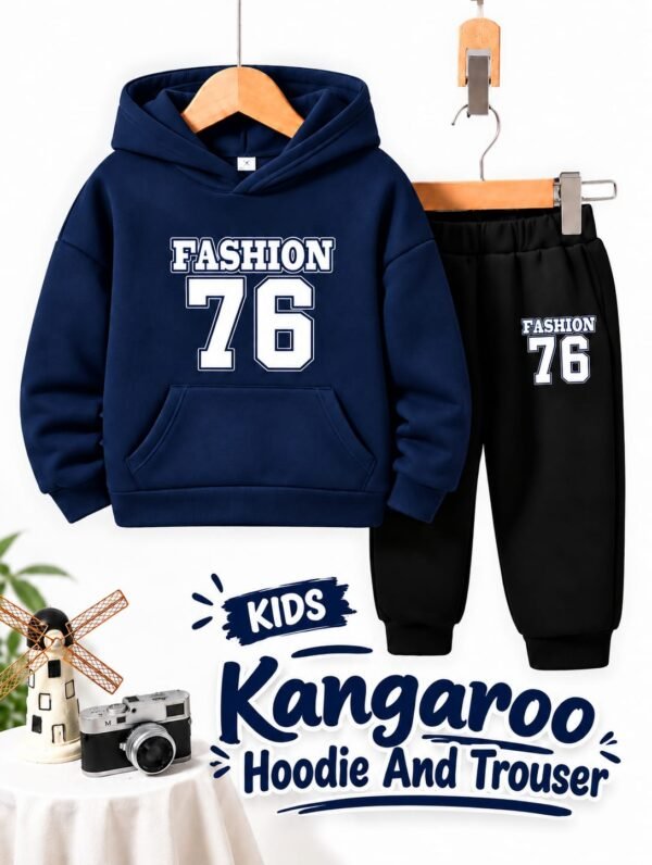 Kids FASHION 76 Kangaroo Hoodie & Trouser Set - navy blue colourway photo 3 Kids FASHION 76 Kangaroo Hoodie & Trouser Set - navy blue colourway photo 3