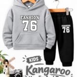 Kids FASHION 76 Kangaroo Hoodie & Trouser Set - grey colourway photo 5