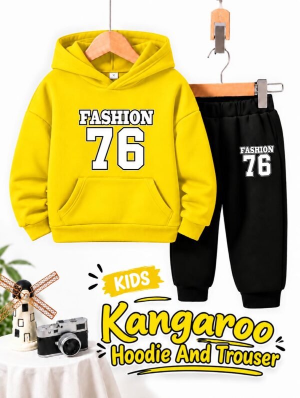 Kids FASHION 76 Kangaroo Hoodie & Trouser Set - yellow colourway photo 7 Kids FASHION 76 Kangaroo Hoodie & Trouser Set - yellow colourway photo 7