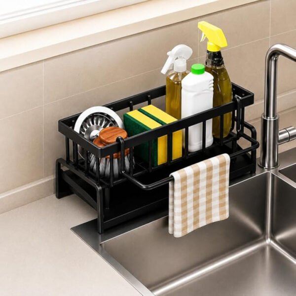 Kitchen Faucet Sponge Holder Kitchen Sink Storage Rack Punch Free Sink Sponge Rack Iron Dish Sponge Holder - with Cash o