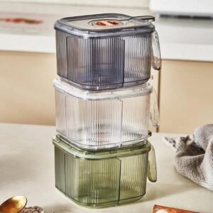 Kitchen Spice Box, 4 Compartments Clear Seasoning Box with Lid and Serving Spoons - for Home Use