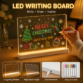 Light Message Board Clear Acrylic Whiteboard With 12 Colours Pens and Adjustable Folding Stand Bright Acrylic Dry Erase