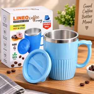 Lineo Stainless Steel Coffee Mug With Cap 400ML - Durable Design