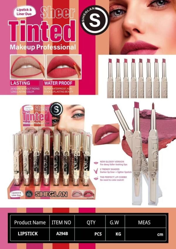 lip-04 2-in-1 Lipstick and Lip Liner Set – 8 Piece Nude & Red Shades