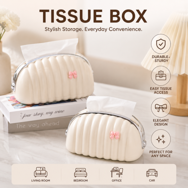 Luxury Tissue Box Desktop Organizer Shell Tissue Box Tissue Boxes For Home and Office Tissue Paper Holder - High Quality