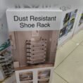 Dust-proof shoe rack retail box showing the assembled cabinet