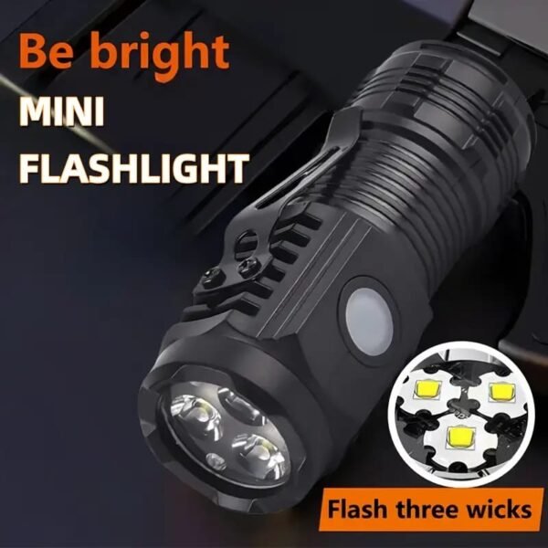 Mini LED flashlight with three bright LED wicks
